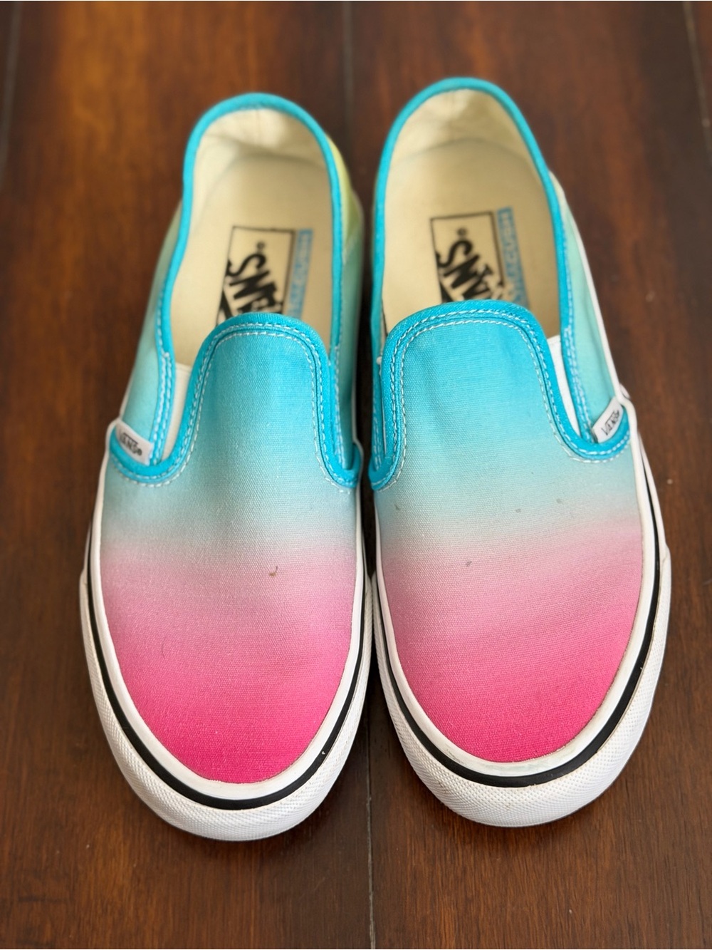 Vans Ombre Turquoise to Pink Slip-On Canvas Sneakers